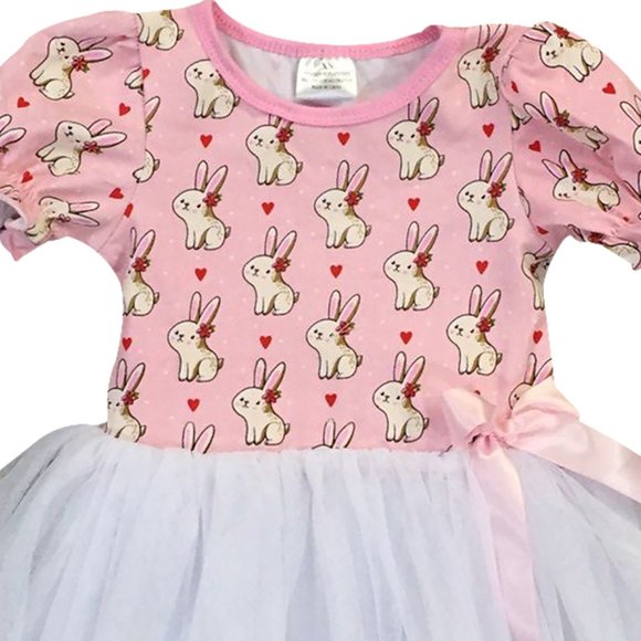2 pieces set Little Toddler Girl Dress Kids Rabbit Bunny Tutu Tulle Easter party - Picture 4 of 6
